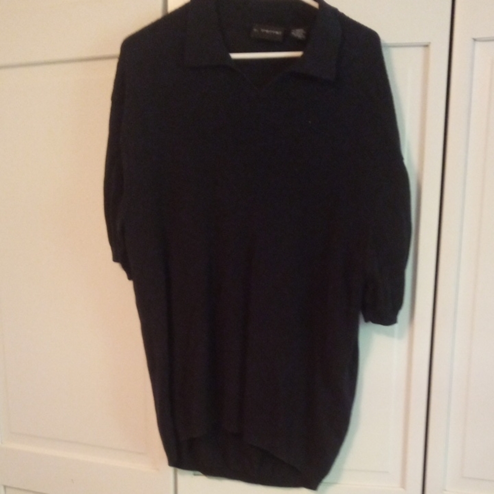 jf j.ferrar Men's Black Polo Knit Shirt